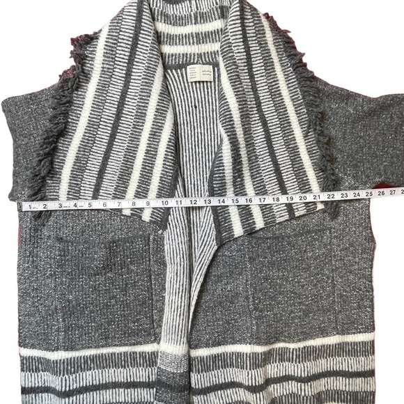 Anthropologie SaturdaySunday Portland Collar Gray Sweater/Cardigan w/Fringe - Picture 14 of 14